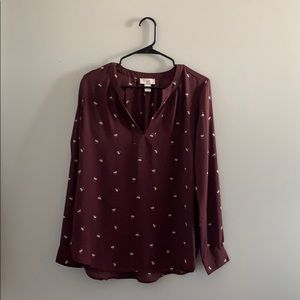 Maroon long sleeve blouse